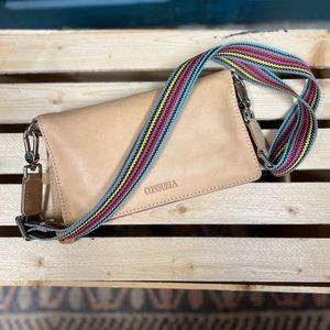 Consuela Diego, leather uptown crossbody, wristlet. Used, good condition.